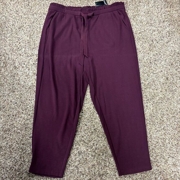 Torrid Burgundy Tie Front PNTE PPR Bag Pants - Women's Size 2X (18-20) - 1790 - Picture 1 of 4
